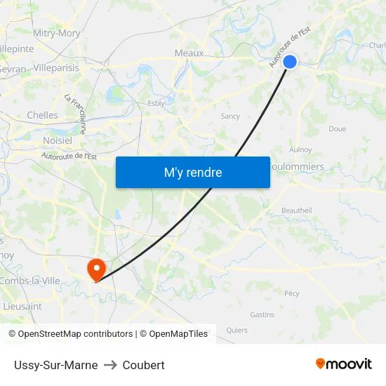 Ussy-Sur-Marne to Coubert map