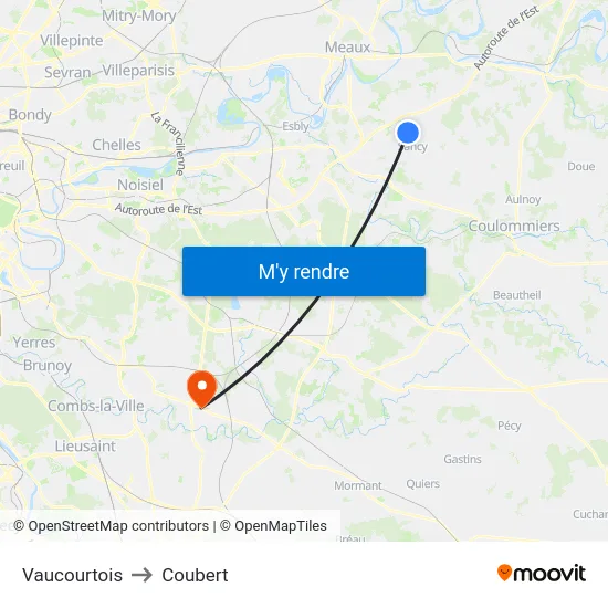 Vaucourtois to Coubert map