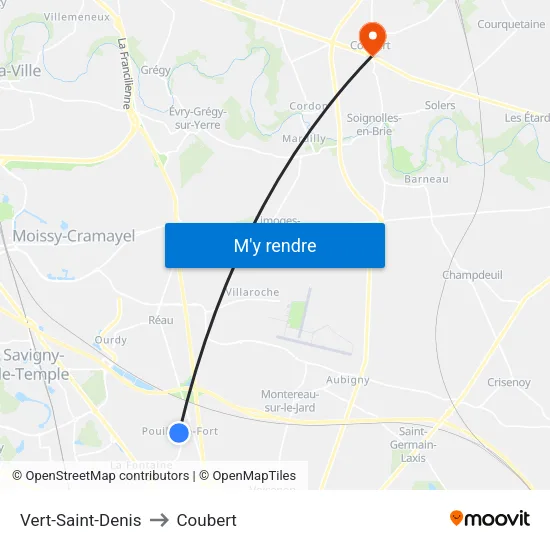 Vert-Saint-Denis to Coubert map