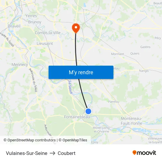 Vulaines-Sur-Seine to Coubert map