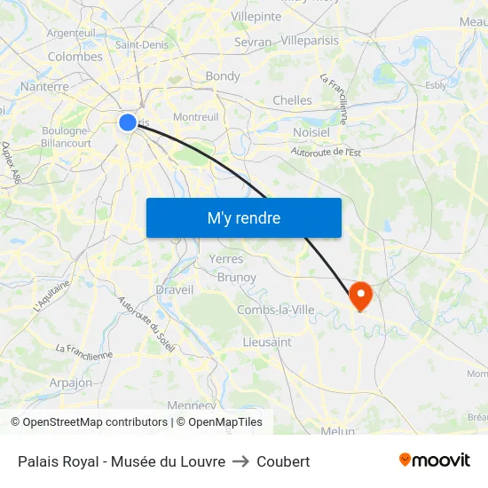 Palais Royal - Musée du Louvre to Coubert map