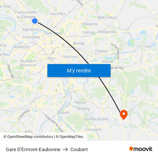 Gare D'Ermont-Eaubonne to Coubert map