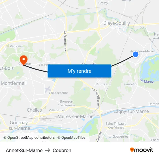 Annet-Sur-Marne to Coubron map