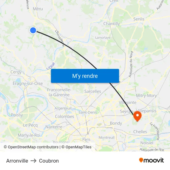 Arronville to Coubron map