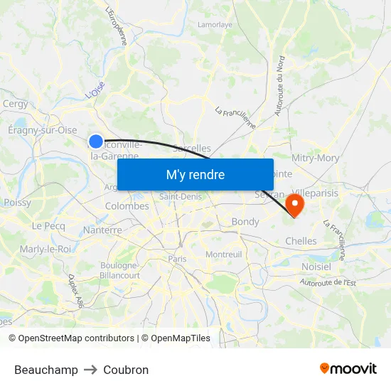 Beauchamp to Coubron map