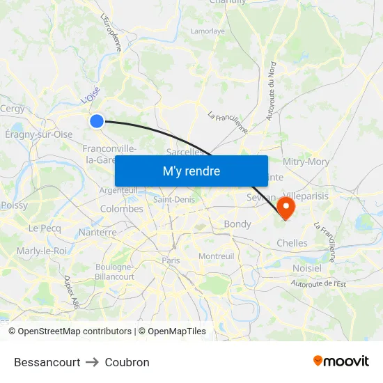 Bessancourt to Coubron map