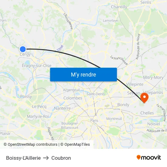 Boissy-L'Aillerie to Coubron map