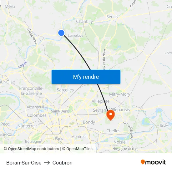 Boran-Sur-Oise to Coubron map