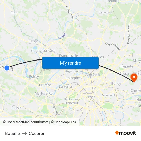Bouafle to Coubron map