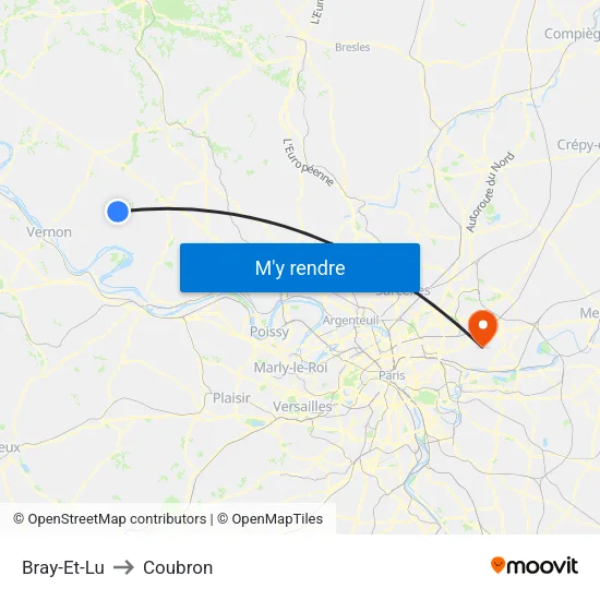 Bray-Et-Lu to Coubron map