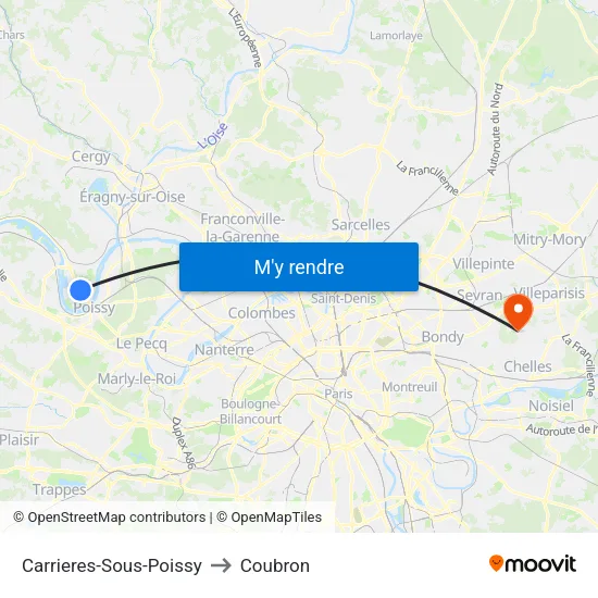 Carrieres-Sous-Poissy to Coubron map