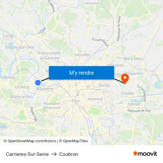 Carrieres-Sur-Seine to Coubron map