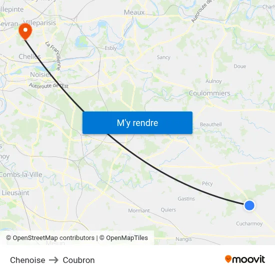 Chenoise to Coubron map