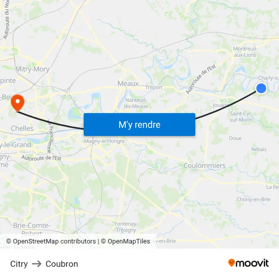 Citry to Coubron map