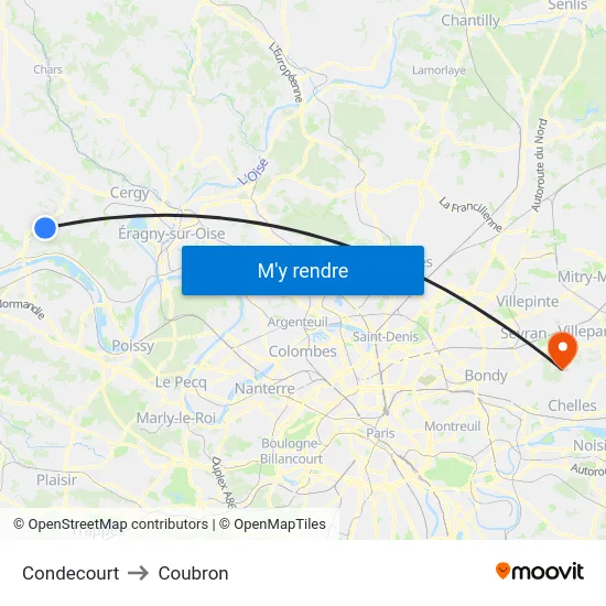Condecourt to Coubron map