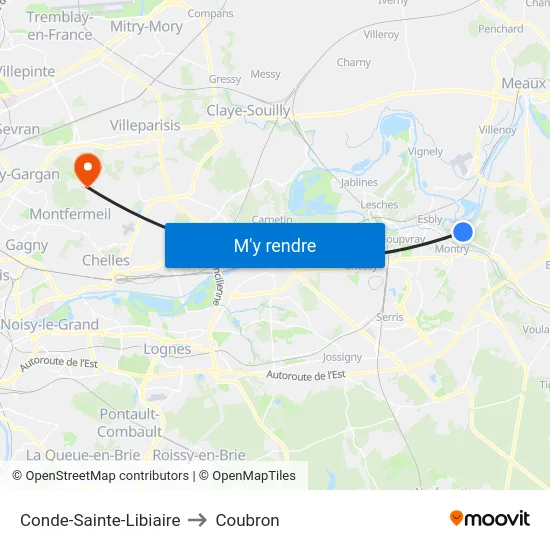 Conde-Sainte-Libiaire to Coubron map