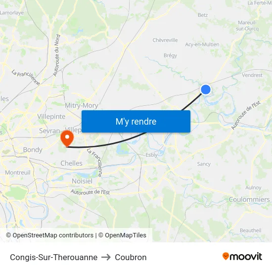 Congis-Sur-Therouanne to Coubron map