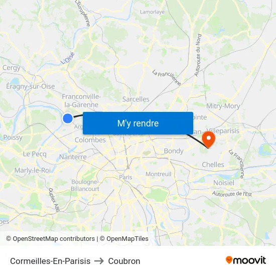 Cormeilles-En-Parisis to Coubron map