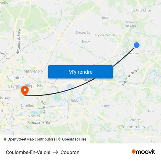 Coulombs-En-Valois to Coubron map