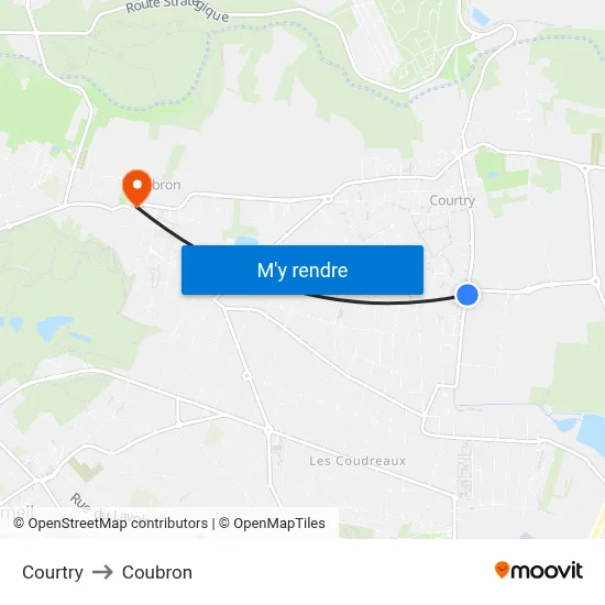 Courtry to Coubron map