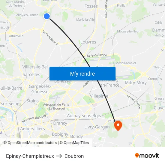 Epinay-Champlatreux to Coubron map