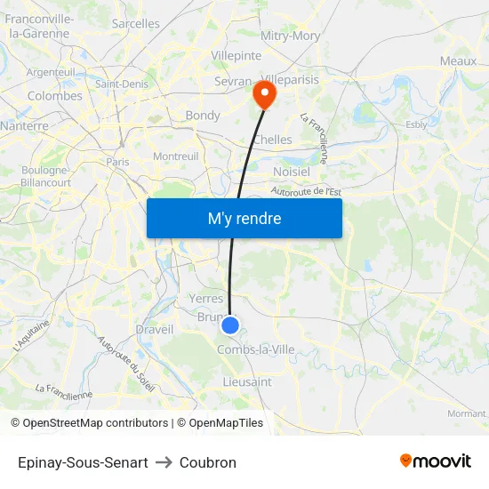 Epinay-Sous-Senart to Coubron map