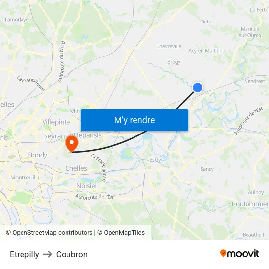 Etrepilly to Coubron map