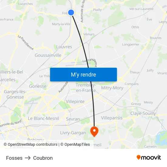 Fosses to Coubron map