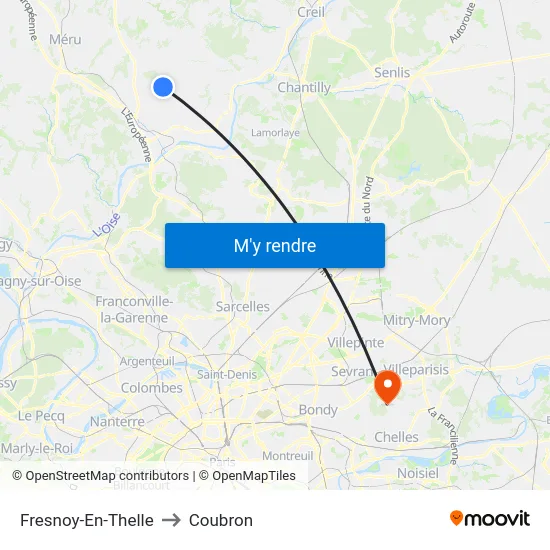 Fresnoy-En-Thelle to Coubron map