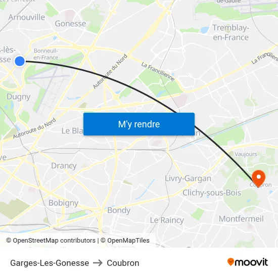 Garges-Les-Gonesse to Coubron map