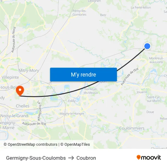 Germigny-Sous-Coulombs to Coubron map