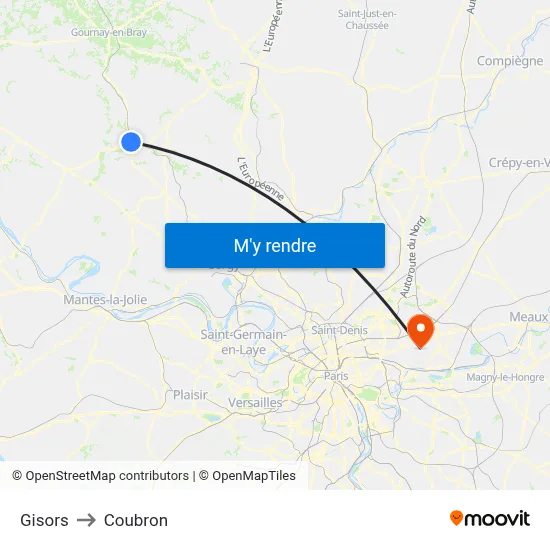Gisors to Coubron map