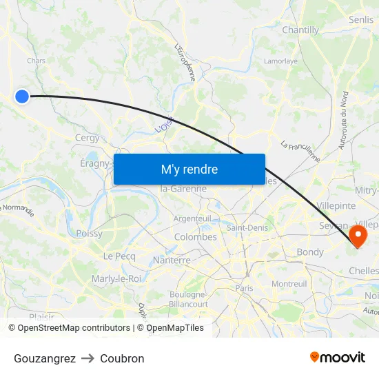 Gouzangrez to Coubron map