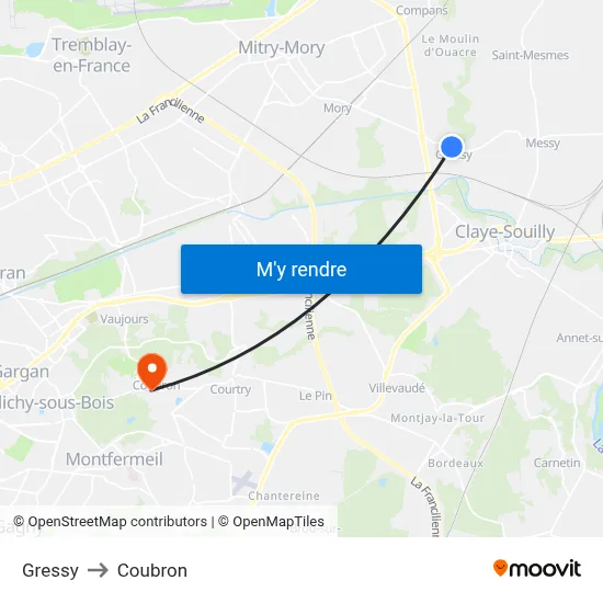 Gressy to Coubron map