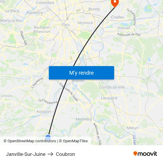 Janville-Sur-Juine to Coubron map