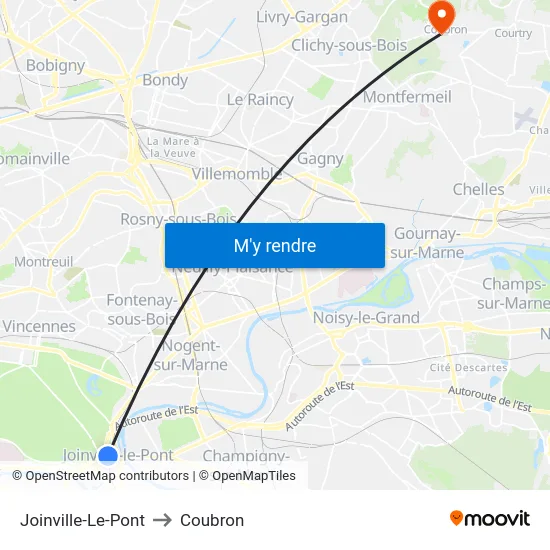 Joinville-Le-Pont to Coubron map