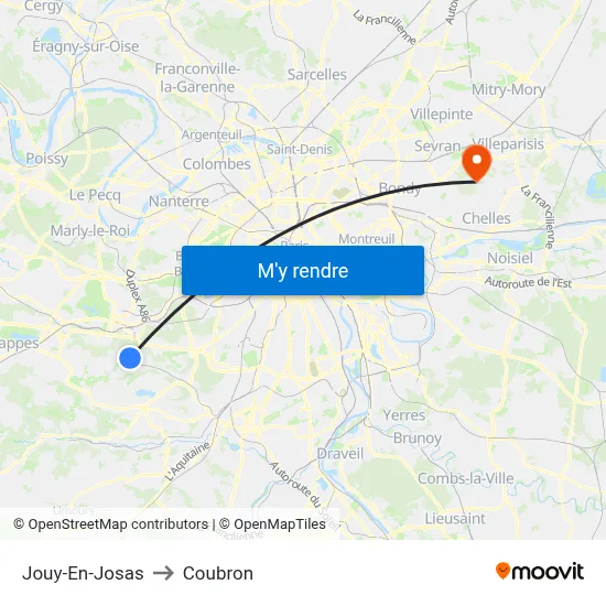 Jouy-En-Josas to Coubron map