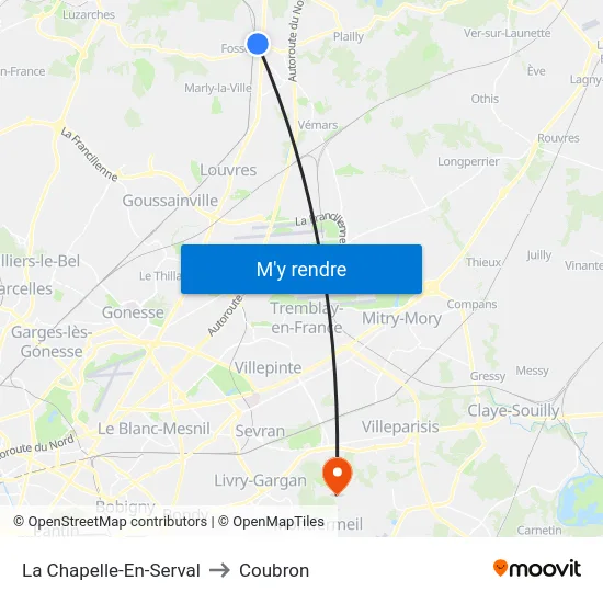 La Chapelle-En-Serval to Coubron map