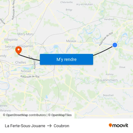 La Ferte-Sous-Jouarre to Coubron map