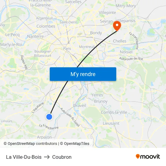La Ville-Du-Bois to Coubron map