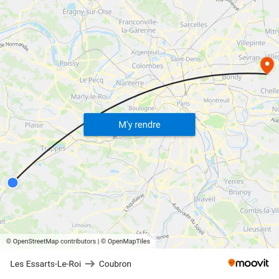 Les Essarts-Le-Roi to Coubron map