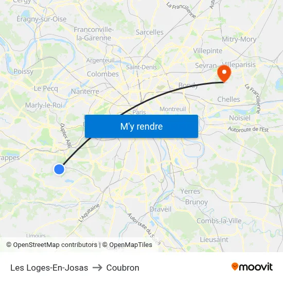 Les Loges-En-Josas to Coubron map