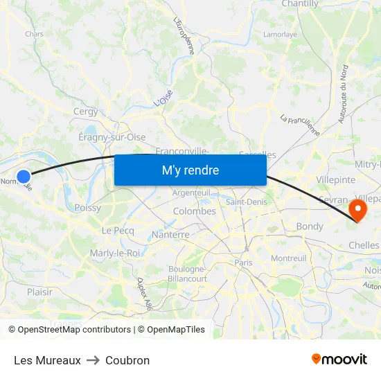 Les Mureaux to Coubron map