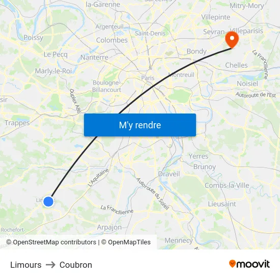 Limours to Coubron map