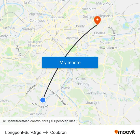 Longpont-Sur-Orge to Coubron map