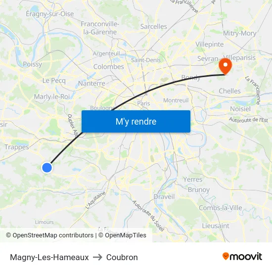 Magny-Les-Hameaux to Coubron map