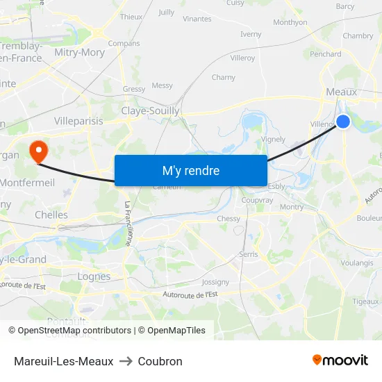 Mareuil-Les-Meaux to Coubron map