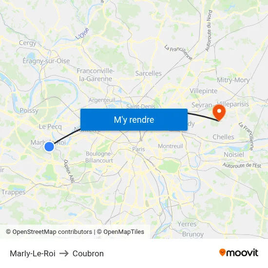 Marly-Le-Roi to Coubron map