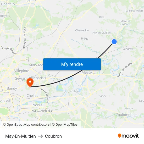 May-En-Multien to Coubron map