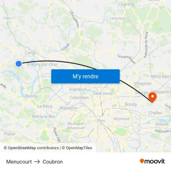 Menucourt to Coubron map